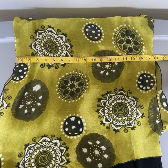 Artsy Boho Abstract Print Dress Black Layered Asymmetrical Midi Vintage XL - Picture 9 of 13